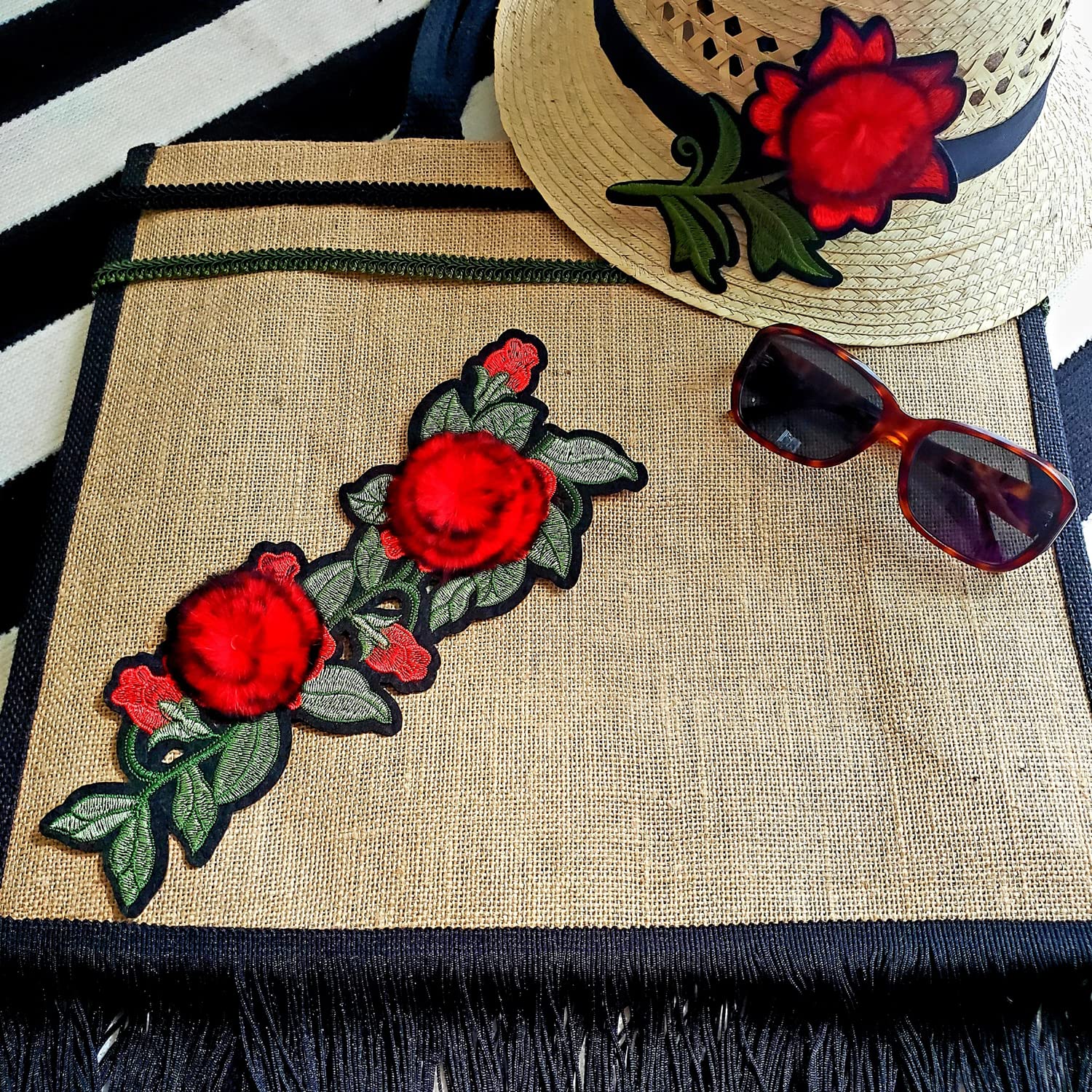 Expo Blb121gr Dakota Two Tone Gusset Jute Tote Bag Summer Essential | Green - Image 3