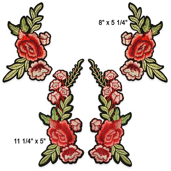 Expo International 2 Pair Filomena Embroidered Roses Iron On Applique Set | Assorted Tulle - Image 3
