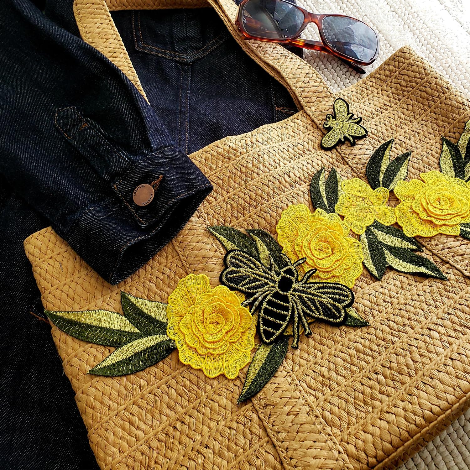 Expo International Amina Layered Embroidered Flower Patches/Appliques, Coral - Image 4