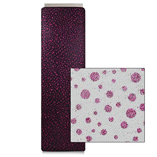 Expo International Premium Glitter Dots Tulle Fabric Bolt of 54" X25 Yards | Black/Fuchsia - Image 3