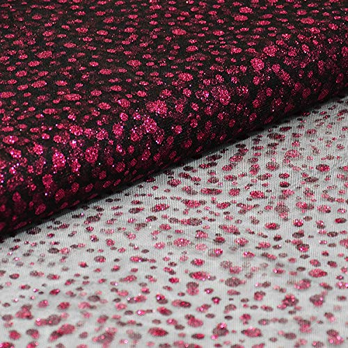 Expo International Premium Glitter Dots Tulle Fabric Bolt of 54" X25 Yards | Black/Fuchsia - Image 4