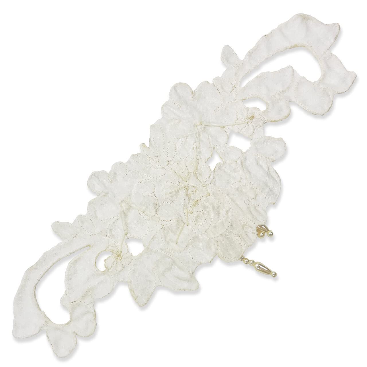 Expo International Vintage Bridal Lace with Pearls Applique | White - Image 3